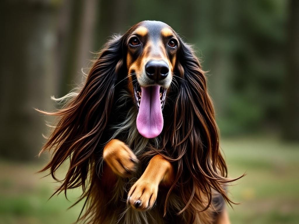 afghan hound saltando